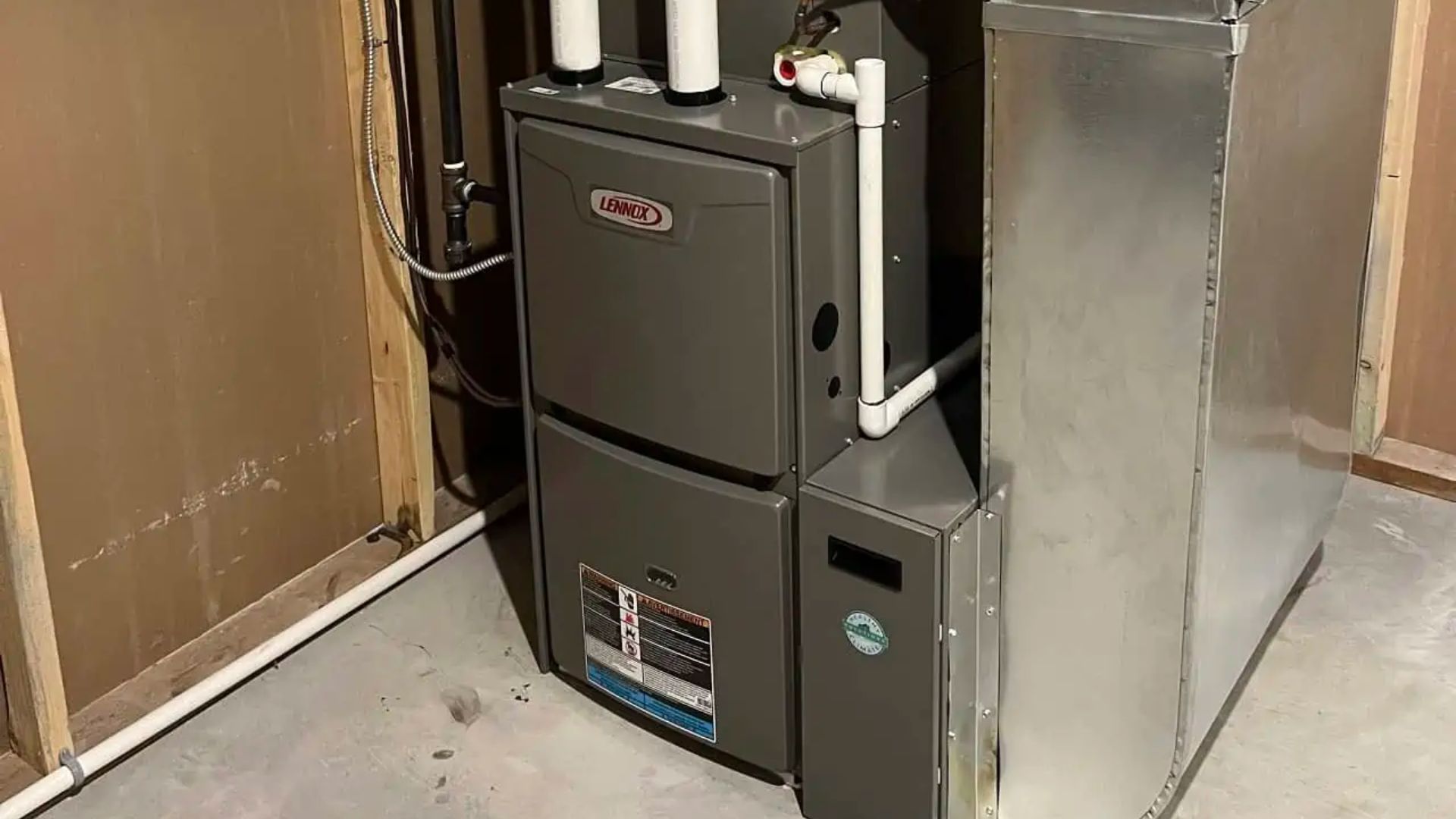 A gas furnace in an HVAC system.